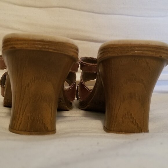 Brown Strap Chunky Heel Slides - Picture 4 of 6